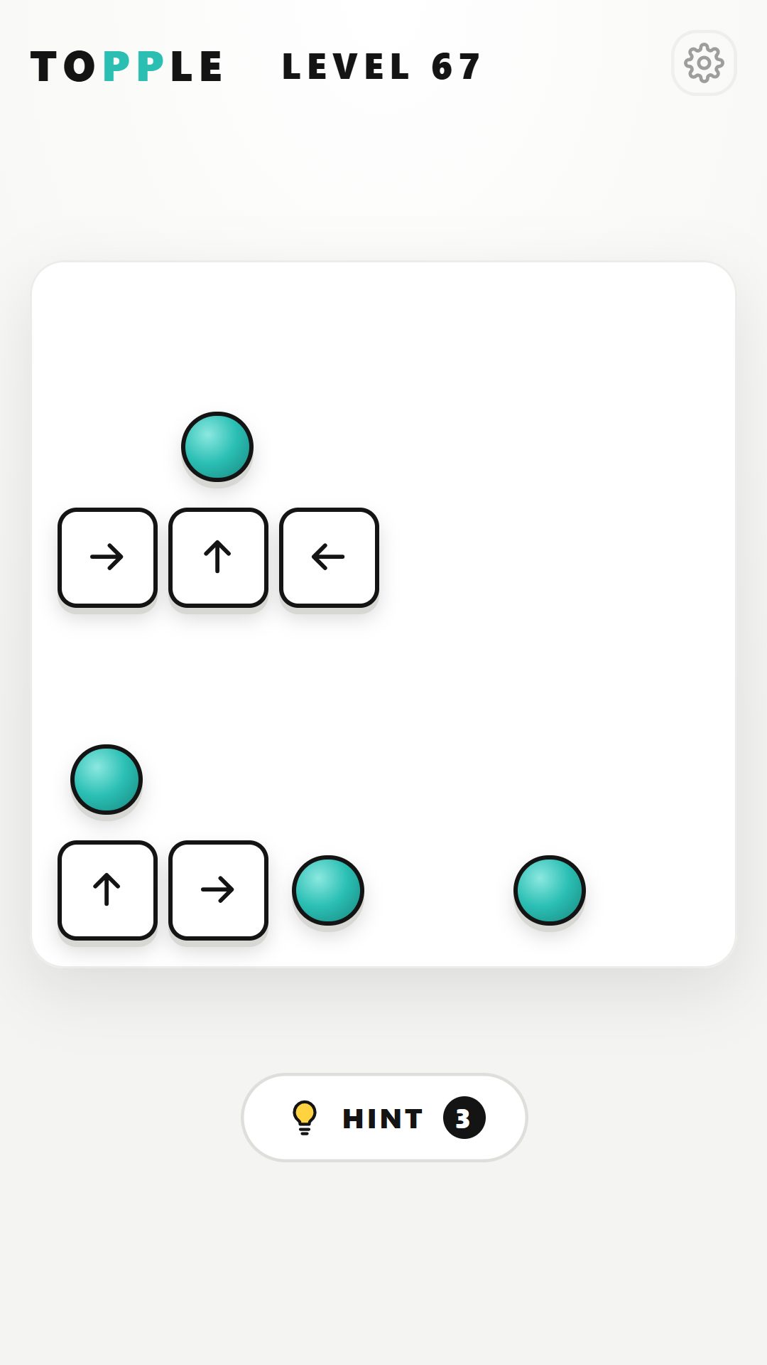 A Topple level where four marbles roll and bounce off the walls